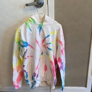 Myrrhe White Tie Dyed Hoodie, Size XS